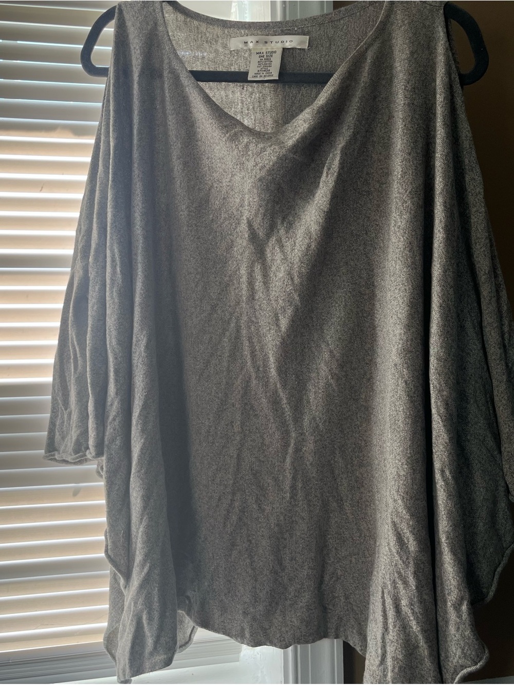 Max Studio Soft Gray Draped Knit Top